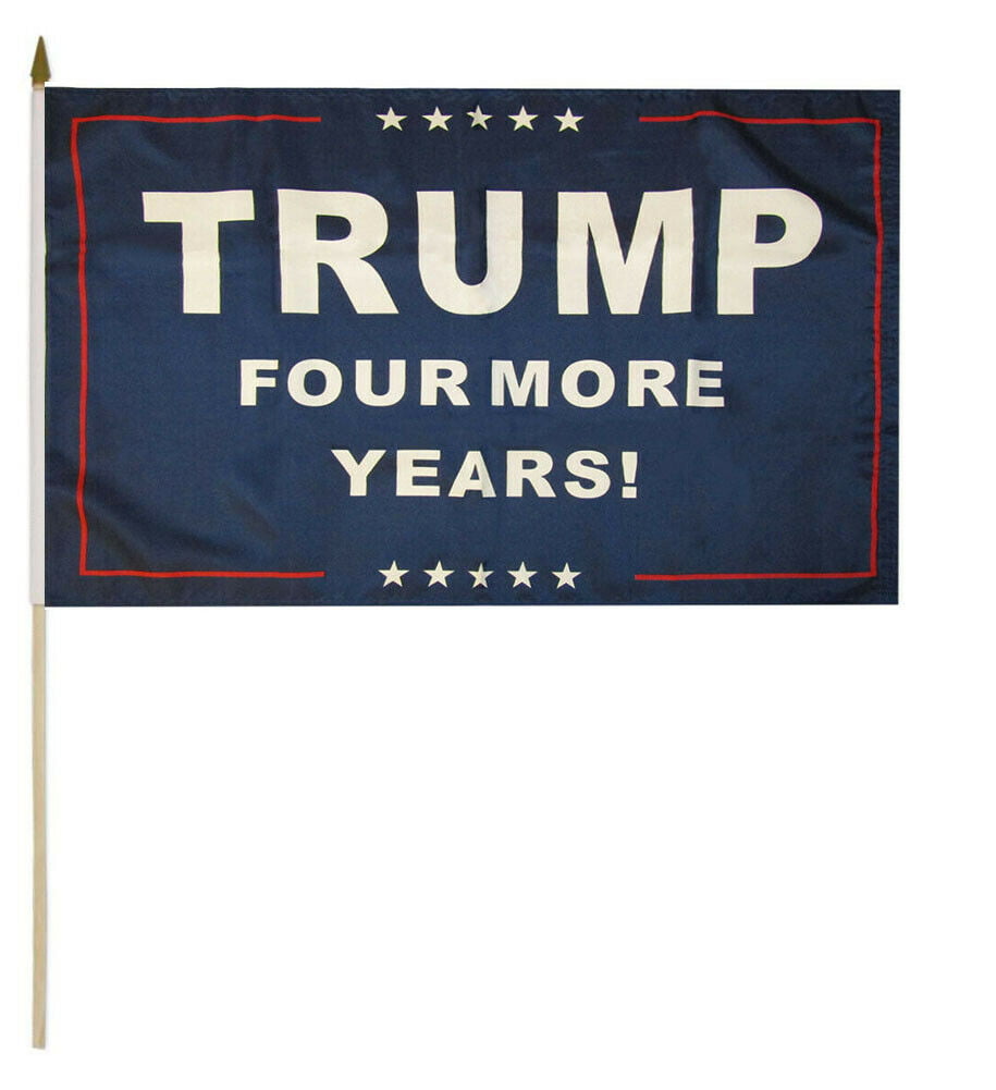 I Support President Trump Blue 100D 12x18 12"x18" Stick Flag 30" Wood Staff 