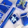thumbnail image 2 of Blue Wrapping Paper Roll - Matte Solid Color Paper - Royal Blue Pearlescent Lustre - Gift Wrapping Paper for Birthday Wedding Christmas Father's Day Baby Shower, 17 Inches x 32.8 Feet, 2 of 16