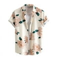 thumbnail image 2 of Retro Hawaiian Flower Shirt For Men Summer 3d Print Plants Leaves Short Sleeves Button Down Shirts Beach Tops Blouse Clothes FGS, 2 of 7
