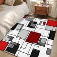 thumbnail image 4 of 2.7'x5' Area Rugs, Red Grey Indoor Outdoor Area Rug for Living Room Bedroom, Modern Irregular Geometric Abstract Art Washable Bathroom Rugs Kitchen Floor Carpet Mats Home Decor Aesthetic, 4 of 8
