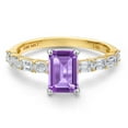 thumbnail image 3 of Gem Stone King 14K Two Tone Gold Purple Amethyst and Lab Grown Diamond Engagement Ring for Women | 1.67 Cttw | Octagon 7X5MM | Gemstone February Birthstone | Size 9, 3 of 6