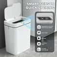 thumbnail image 2 of CshidWorld Automatic Bathroom Trash Can with Lid, 3.95 Gallon Touchless Trash Bin, Smart Plastic Slim Garbage Can Small White Wastebasket for Bedroom, Bathroom, Office, Living Room, Toilet, RV, 2 of 7