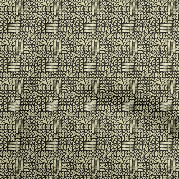 oneOone Polyester Spandex Black Fabric Geometric Quilting Supplies Print Sewing Fabric By The Yard 56 Inch Wide
