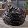 thumbnail image 2 of GDF Studio Laraine Glam Faux Fur 3 Ft. Bean Bag, Black and White Streak, 2 of 7