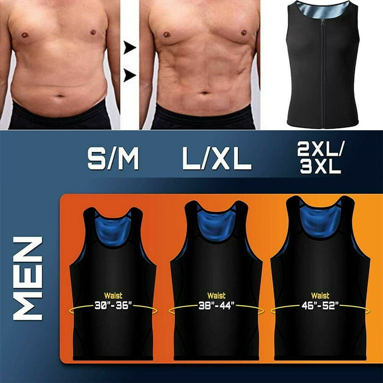 Men s Heat Trapping Zipper Sweat Enhancing Vest Waist Trainer Workout Tank Top Shirt Sauna Corset Body Shaper Walmart