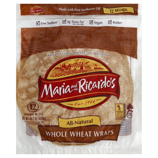 Maria and Ricardos Whole Wheat Tortilla, 12 inch 10 per case