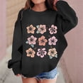 thumbnail image 2 of MEZZALL Chandail en Molleton Graphique pour Enfants Fille Col Rond Manches Longues Imprimé Floral, Noir, 12-13 Ans, 2 of 4