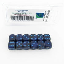 Cobalt Speckled Dice with Blue Pips D6 12mm (1/2in) Pack of 12 Wondertrail