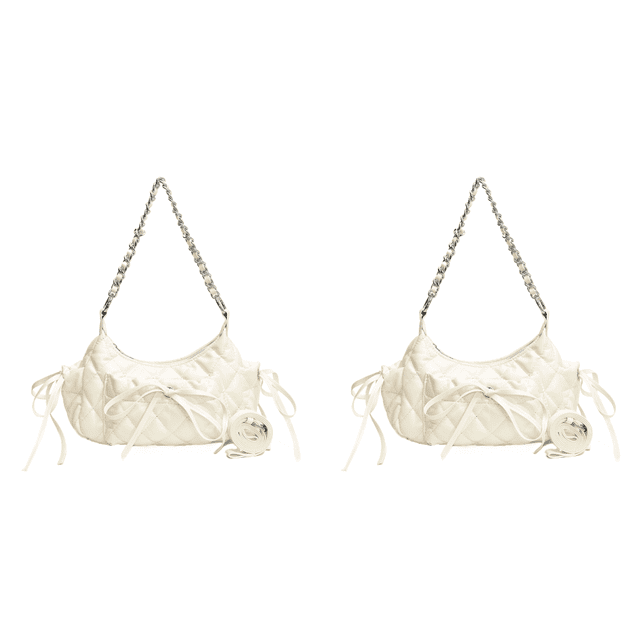 Bolso Hombro para Mujer Bandolera Acolchado Cuero PU Con Pajarita () Blanco