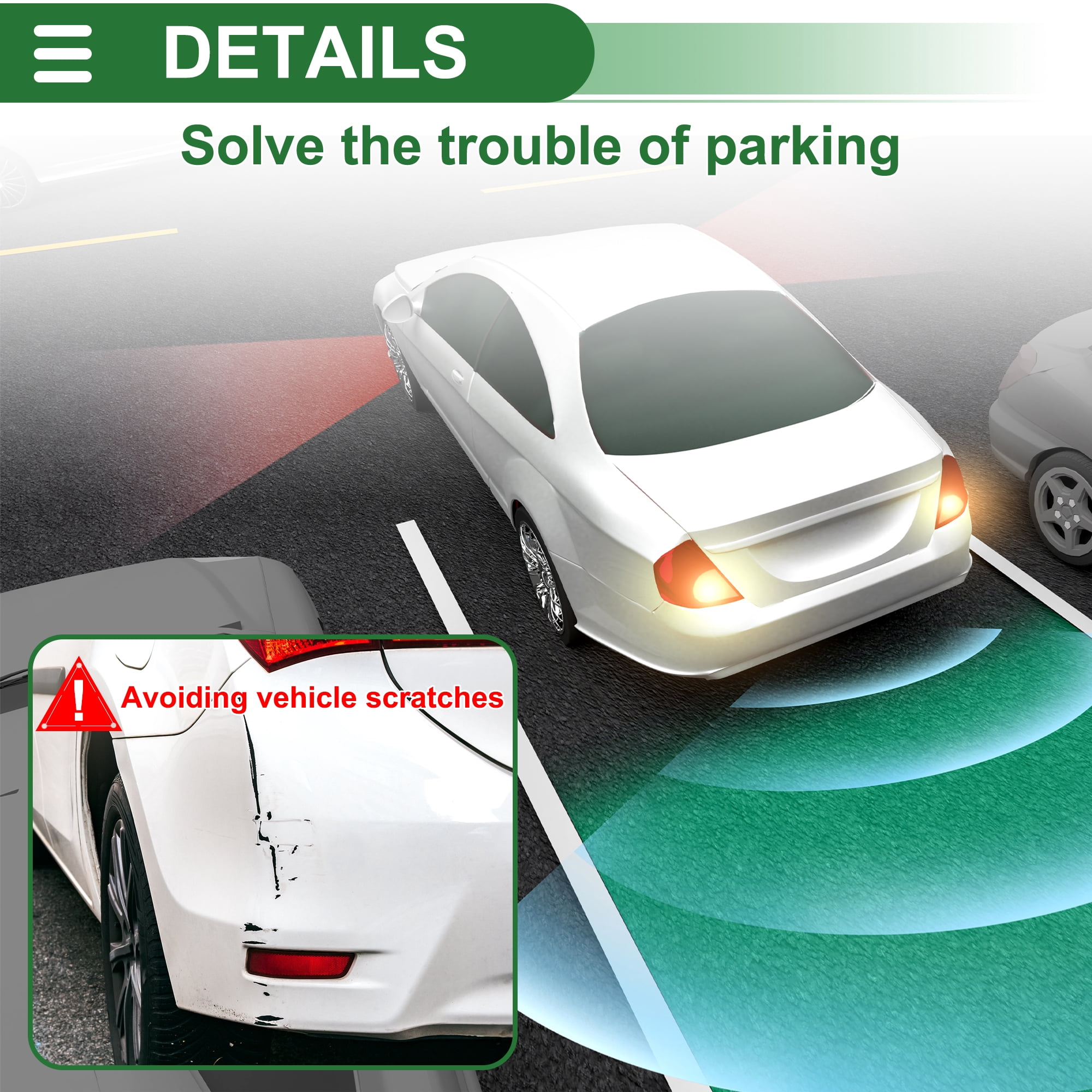 Unique Bargains Universal Car Backup Radar System Parking Sensors Alarm Dark Blue