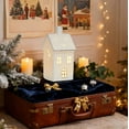 thumbnail image 5 of White Christmas Village Houses/Santa, Glazed Ceramic Light Up Xmas Village House for Diy, Winter Holiday Home Decor, Tabletop Centerpiece, Battery Operated(B), 5 of 6