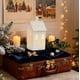 thumbnail image 5 of Decoración navideña de cerámica con escena luminosa de Papá Noel, ciervo y muñeco de nieve | Adorno blanco brillante | Decoración navideña de mesa con suave iluminación LED, 5 of 5