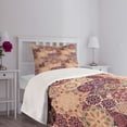 thumbnail image 5 of Ambesonne Moroccan Quilted Bedspread Set 2 Pcs, Ornate Ceramic Tiles, Twin Size, Pale Orange Dark Blue, 5 of 6