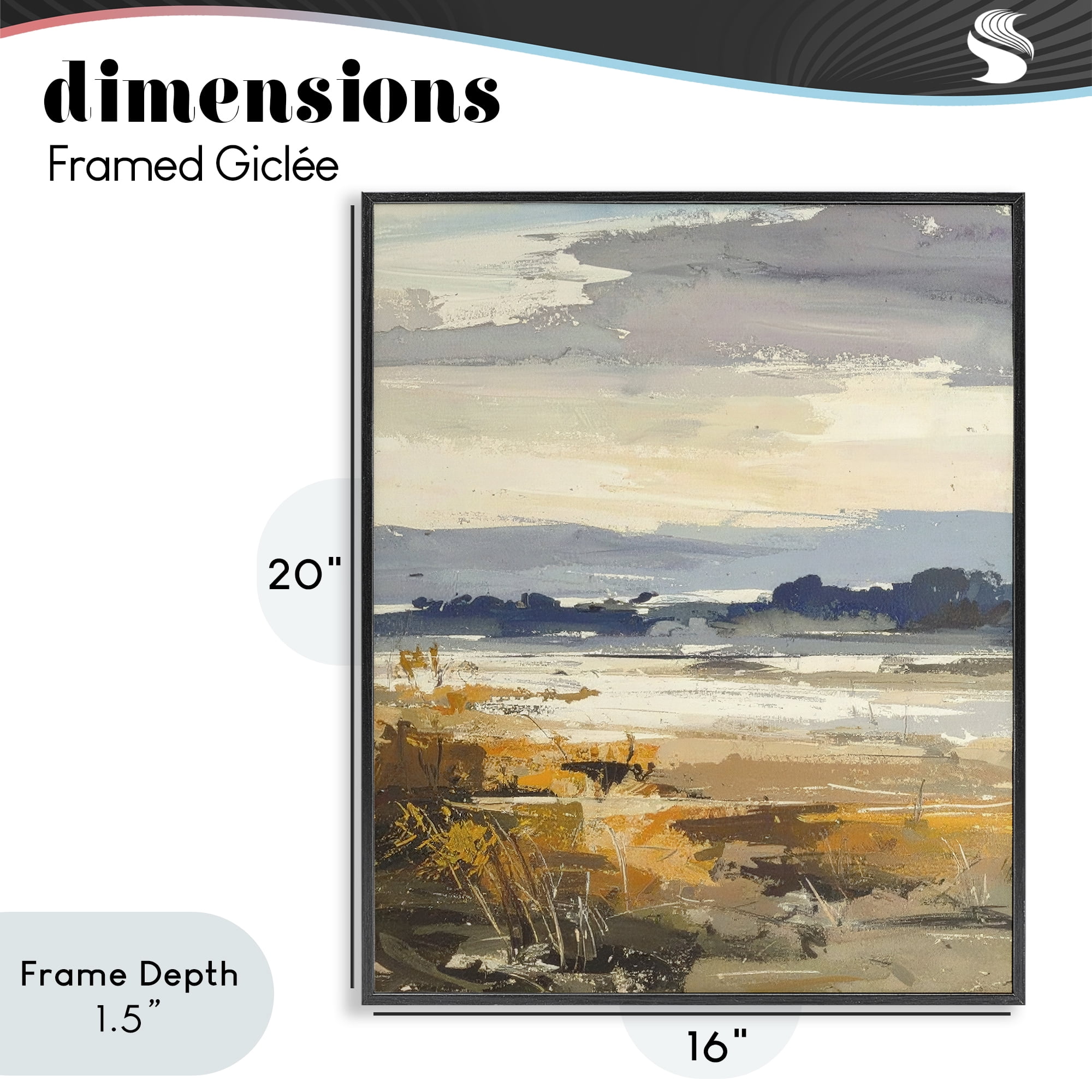 Stupell Industries Distant Horizon Abstract Black Framed Giclee Art, design by Alonza Saunders