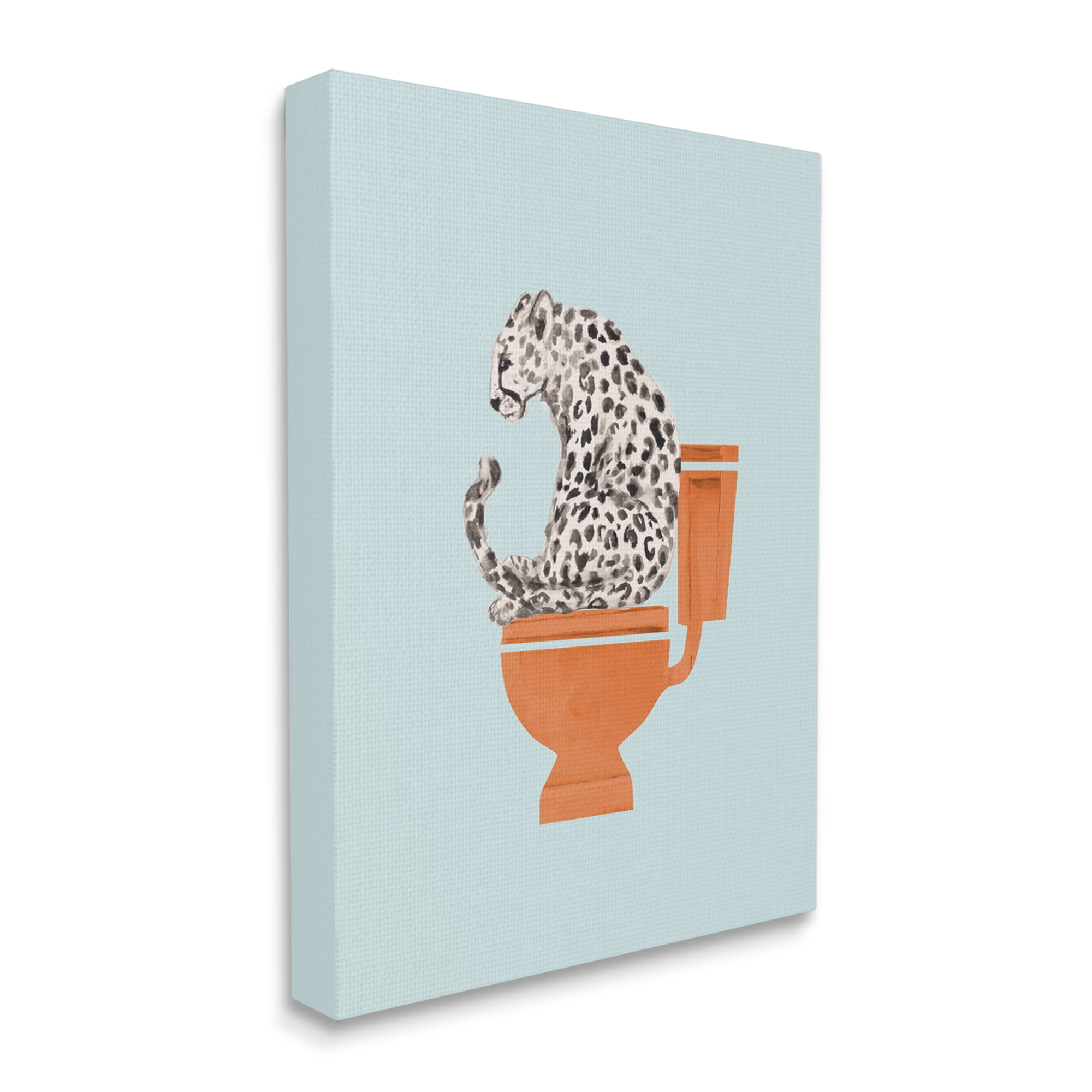Stupell Industries Cheetah on Bathroom Toilet Animals & Insects Painting Gallery Wrapped Canvas Print Wall Art, 30 x 40