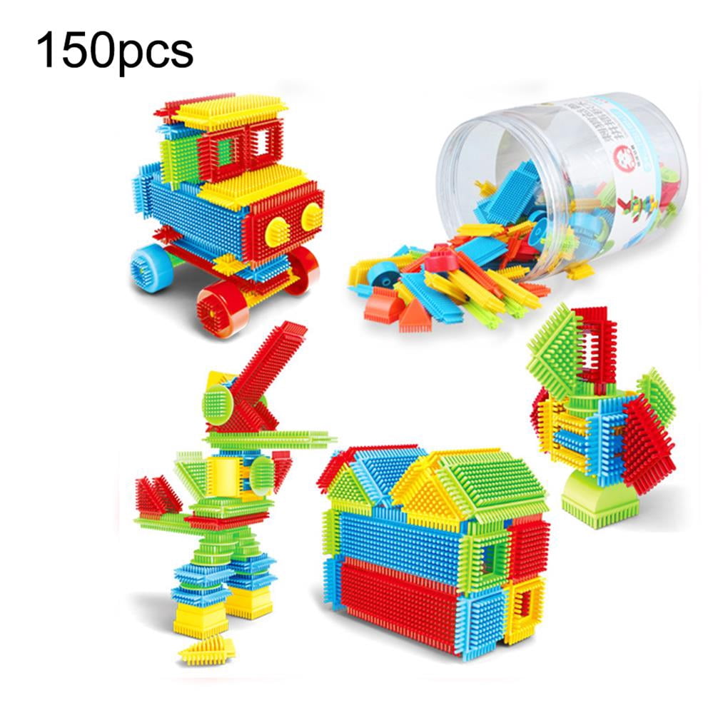 spellwife 150pcs Brisle Blocks Building Set Kids Educational Construction Interlocking Stacking Brisle Small Particle Building Blocks