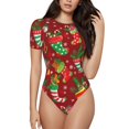 thumbnail image 1 of Fotbe X-mas and New Year Body de Mujer con Cuello Redondo y Mangas Cortas, Sin Mangas Ajustado, Suave, Cómodo y Básico-Medium, 1 of 7