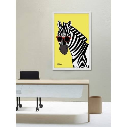 "Zebra Hippy Head" Framed Painting Print