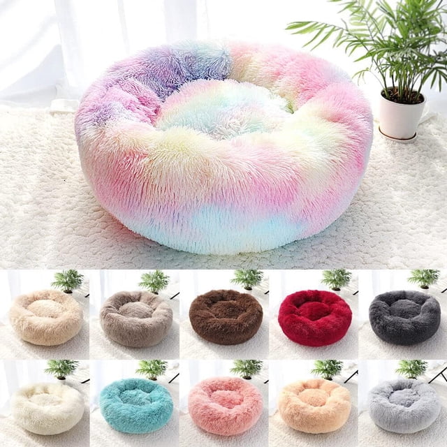 Cama redonda para mascotas, lavable, para gatos de interior y perros pequeños