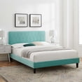 thumbnail image 2 of Platform Bed Frame, Full Size, Velvet, Blue, Modern Contemporary Urban Design, Bedroom Master Guest Suite, 2 of 10