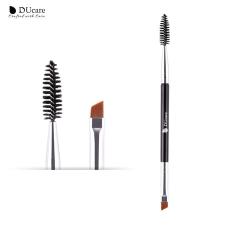 DUcare Pro Eyebrow Brush Duo Angle Brow Brush with Spoolie ,Works with Gel, Pomade and (Best Angled Eyebrow Brush)