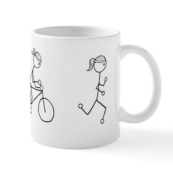 CafePress - Triathlon Girl Black No Words Mug - 11 oz Ceramic Mug - Novelty Coffee Tea Cup