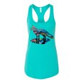thumbnail image 2 of Trippy California Rainbow Neon Wolf Mountain Silhouette | Womens Animal Lover Jersey Racerback Tank Top, Tahiti Blue, Small, 2 of 4