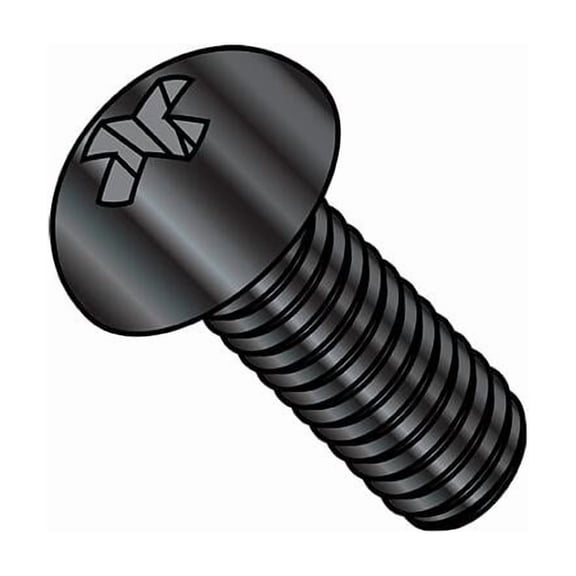 1/4"-20 x 3/4 in Phillips Round Machine Screw, Zinc Black Steel, 3000 PK