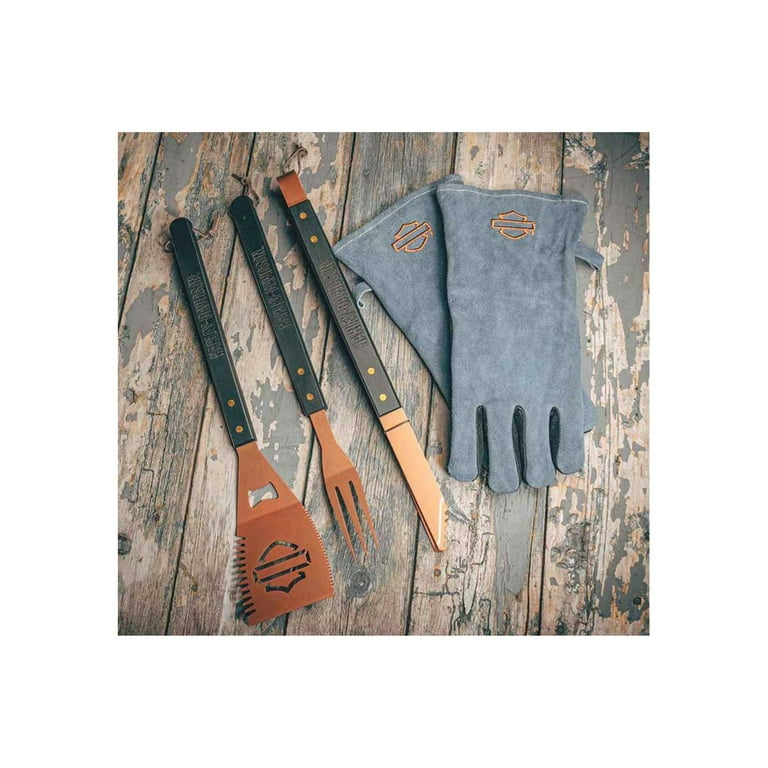 Harley Davidson Grill Tool Set with Gloves Stainless Steel Barbecue 5 Piece Set Harley Davidson Walmart