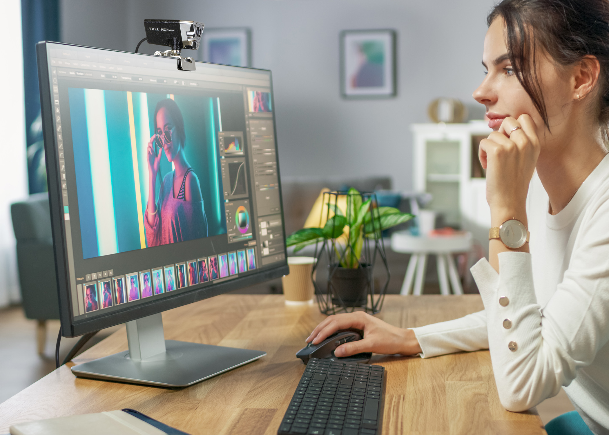 Aluratek AWC01F - USB HD 1080P Webcam w/Manual Focus, Perfect for Streaming, Video Calls, and Online Meetings Video and Audio