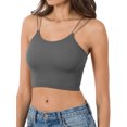 thumbnail image 2 of A2Y Women's Seamless Ribbed Nylon Double Strap Brami Tops Ash Grey SM, 2 of 3