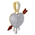 thumbnail image 2 of 10K Yellow Gold Diamond Domed Heart & Bow Arrow Pendant 1.25" Pave Charm 1/2 CT., 2 of 6