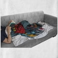 thumbnail image 6 of Tribal Soft Flannel Fleece Throw Blanket, Warrior Wolf Portrait with Feathers Animal Art, Cozy Plush for Indoor and Outdoor Use, 50" x 60", Teal White and Red, by Ambesonne, 6 of 6