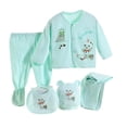thumbnail image 3 of Ketyyh-chn99 Layette Set For Boys 5PCS Newborn Boys Girls Baby Cotton Clothes Tops Hat Pants Suit +Bib Outfits Sets for 0-3 Months,Blue, 3 of 5