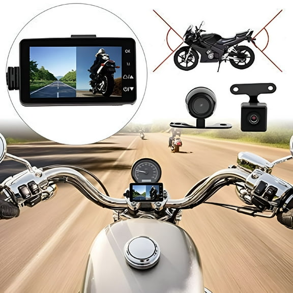 GJX Motorcycle Dash Cam Front Rear Camera Dual Video HD 1080p