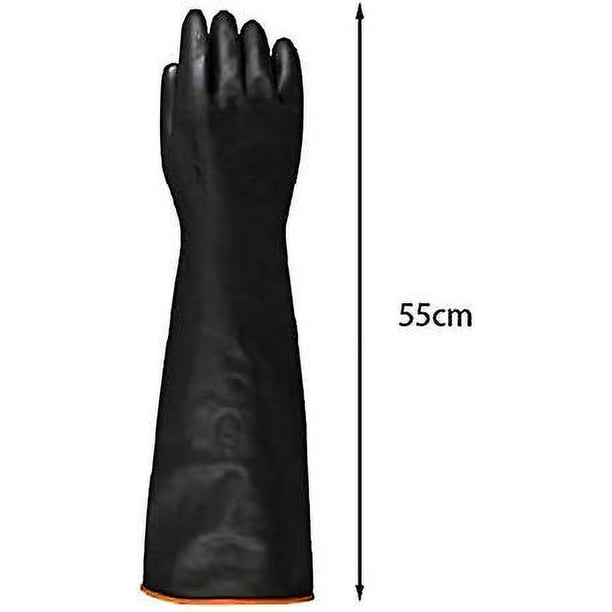Guantes de goma impermeables de 55 cm, guantes protectores para productos químicos, guantes largos de látex resistentes a ácidos/álcalis para el hogar, para el trabajo, el hogar y el lavado de au