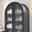 Grey, variant on Aitjunz 71" Tall Arched Storage Cabinet with Glass Doors & 2 Drawers, Farmhouse Wood Pantry Cabinet w/ Adjustable Shelves for Bathroom, Kitchen & Living Room, Brown