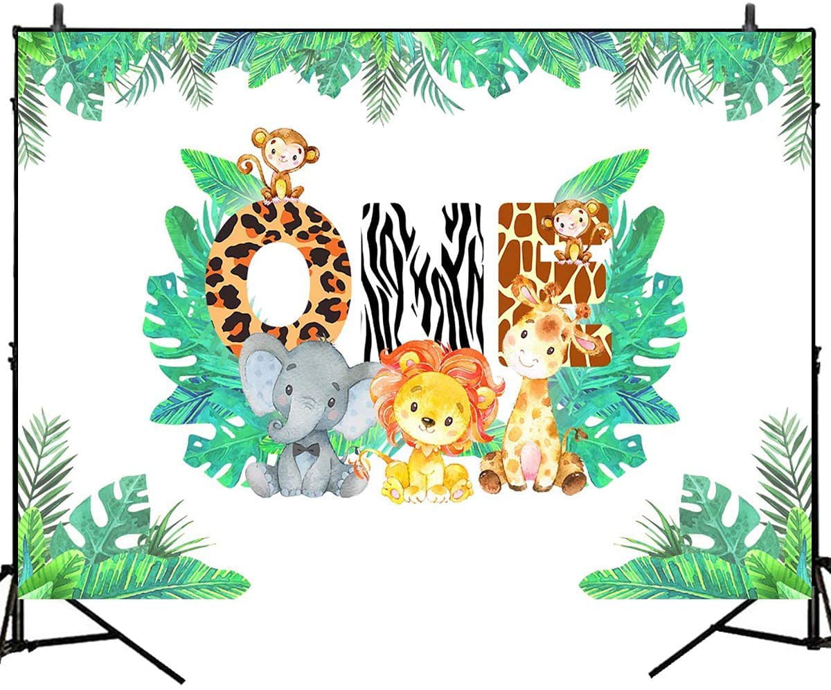 Zhy Jungle Theme 1st Birthday Backdrop Safari Animals First Birthday Background for Boy 5x3ft Vinyl Zoo Animals Boy First Birthday Party Banner Decorations Background