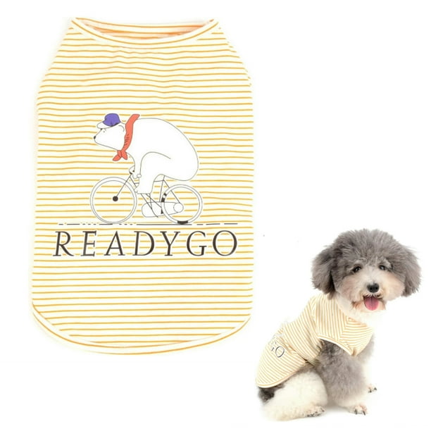 Ropa para mascotas Perro Raya blanca amarilla Ropa de dos patas Chaleco de diseño de oso blanco para mascotas MFZFUKR BST3001361-1