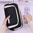 thumbnail image 6 of Large Capacity Pencil Case - Zippered Office Organizer Multi-Compartment Storage Bag Office Supply Pouch Travel Stationery Holder(Black), 6 of 6