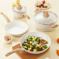 thumbnail image 2 of Vkoocy 6pcs Nonstick Ceramic Cookware Set, Non Stick Pots and Pans Set White Granite pattern, 2 of 9