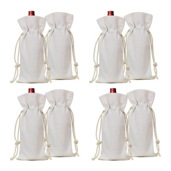 20 PCS Sublimation Blank Red Wine Gift Bag, Linen Cotton Wine Bottle Bag With Drawstring, Reusable Red Wine Bags