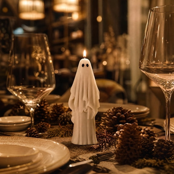 ShaoXinWan Halloween Ghost Shaped Scented Decorative Candle, Spooky Figurine Wax Candle Ornament, Cute Tabletop Candle Decor for Holiday Home and Party Decoration