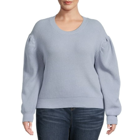 Dreamers by Debut Women's Plus Size Puff Sleeve Sweater