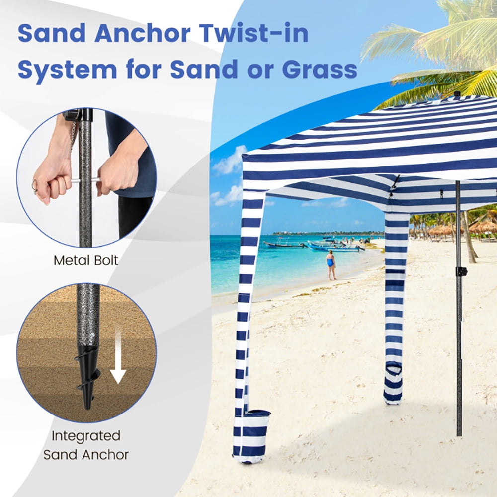 Aimee Lii 6 x 6 Feet Foldable Beach Cabana Tent with Carrying Bag and Detachable Sidewall, Canopy Gazebo for Party BBQ Events