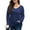0-Navy Blue, variant on FlorCurve Long Sleeve Shirts for Women Plus Size V Neck T-Shirts Solid Casual Tunic Tops, Blue 5XL