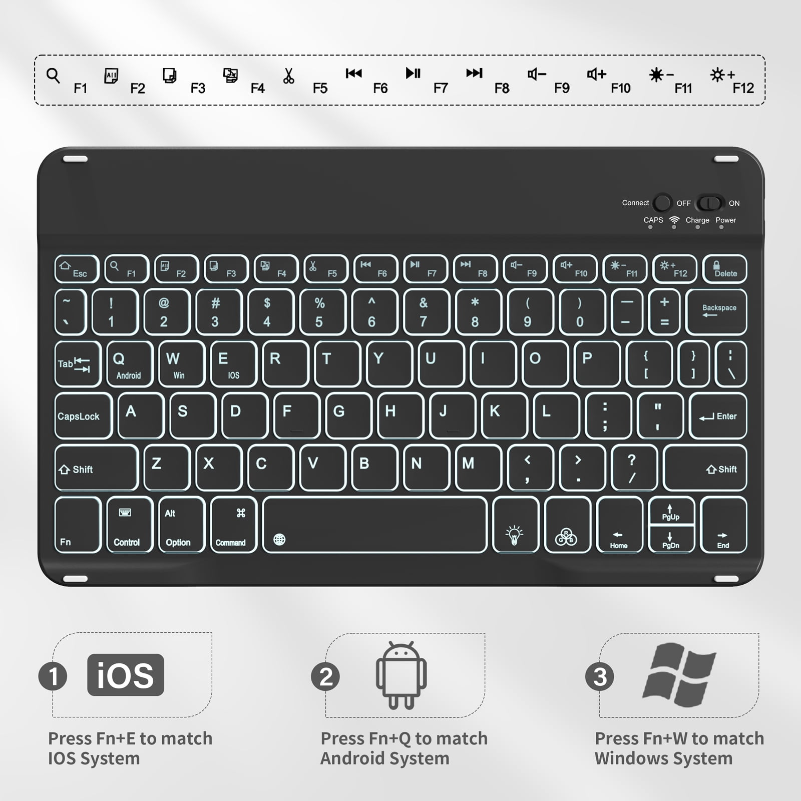 Kenke Case iPad (A16) 11th Generation 11 inch 2025,for iPad 10th Generation 10.9 Inch 2022 with Keyboard - 7 Colors Backlit Wireless Detachable, with Pencil Holder Keyboard Case, (Black)