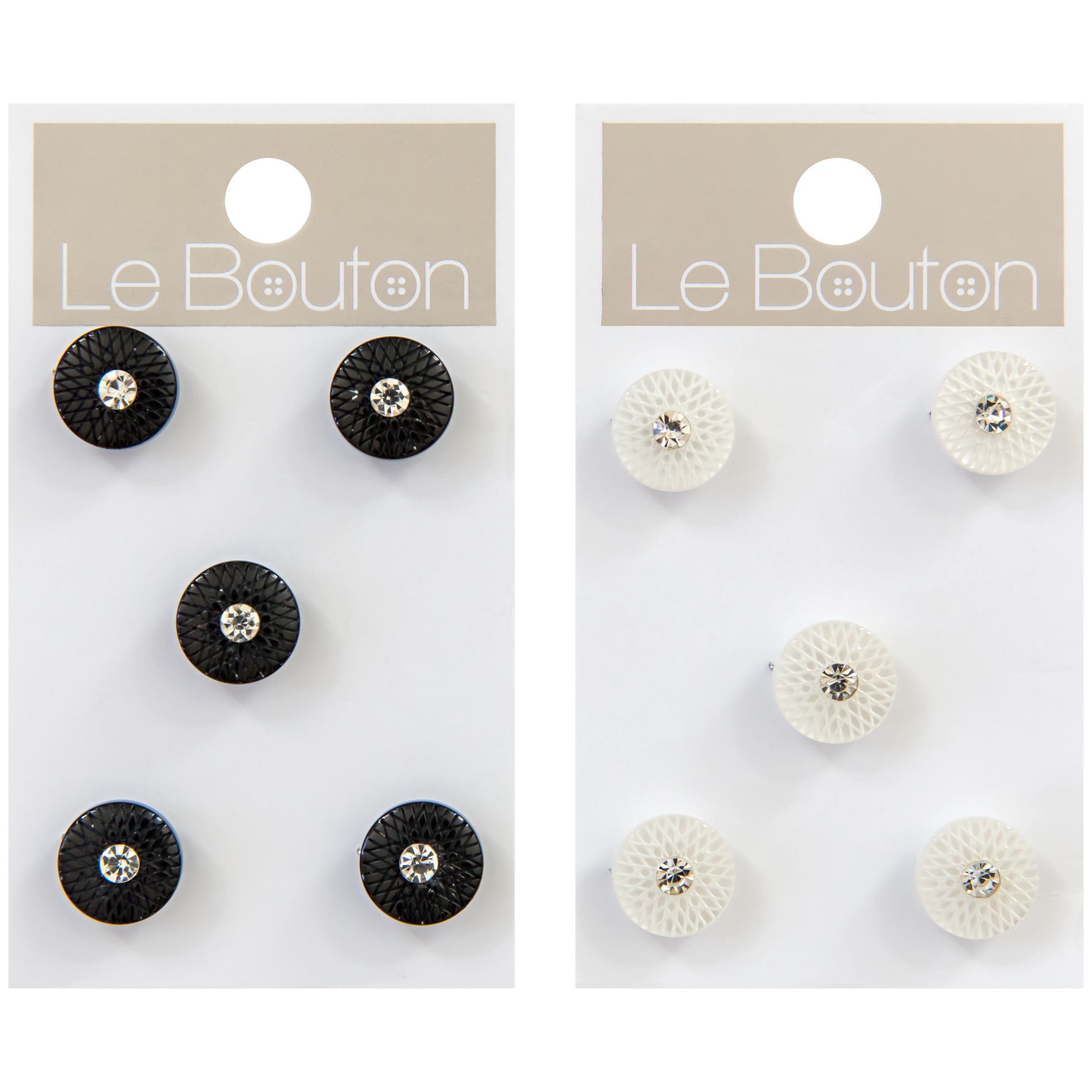 Le Bouton Black 7/16 Gem Shank Buttons, 5 Pieces 