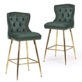 thumbnail image 2 of STARY Bar Stools Set of 2, Velvet Counter Height Stools with Metal Legs for Kitchen, Dining Rooms, Pubs (Green, 26"), 2 of 8