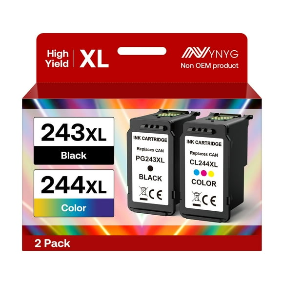 NYNYG 243 244 TG pour Canon TS3420 Cartouche d'Encre Compatible pour Canon Encre 245 246 TG PG-243 CL-244 TG pour Pixma TS3420 TR4520 TR4522 TS3120 MX490 MX492 MG2520 Imprimantes (Noir, Tri-